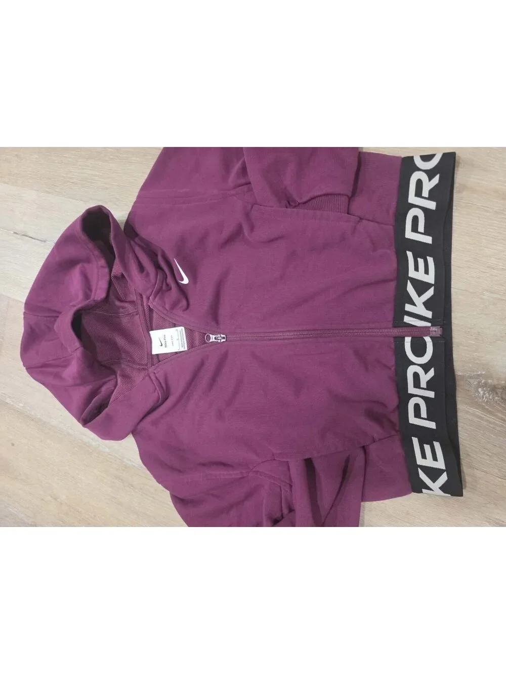 Nike Pro Burgundy Dri-Fit Full-Zip Hoodie - Size L
